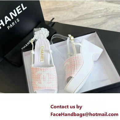 Chanel Tweed  &  Patent Calfskin Sandals G45555 Pink 2024